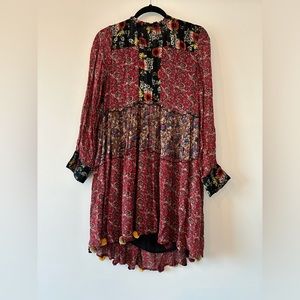 Zara long sleeve chiffon paisley pattern dress